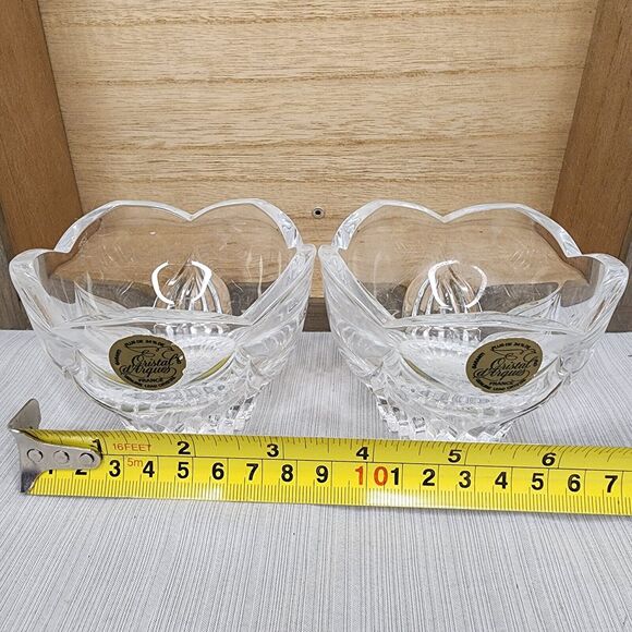 Set / 2 Candle Holders Genuine 24% Lead Crystal Glass Cristal d'Arques France EC - Picture 6 of 12
